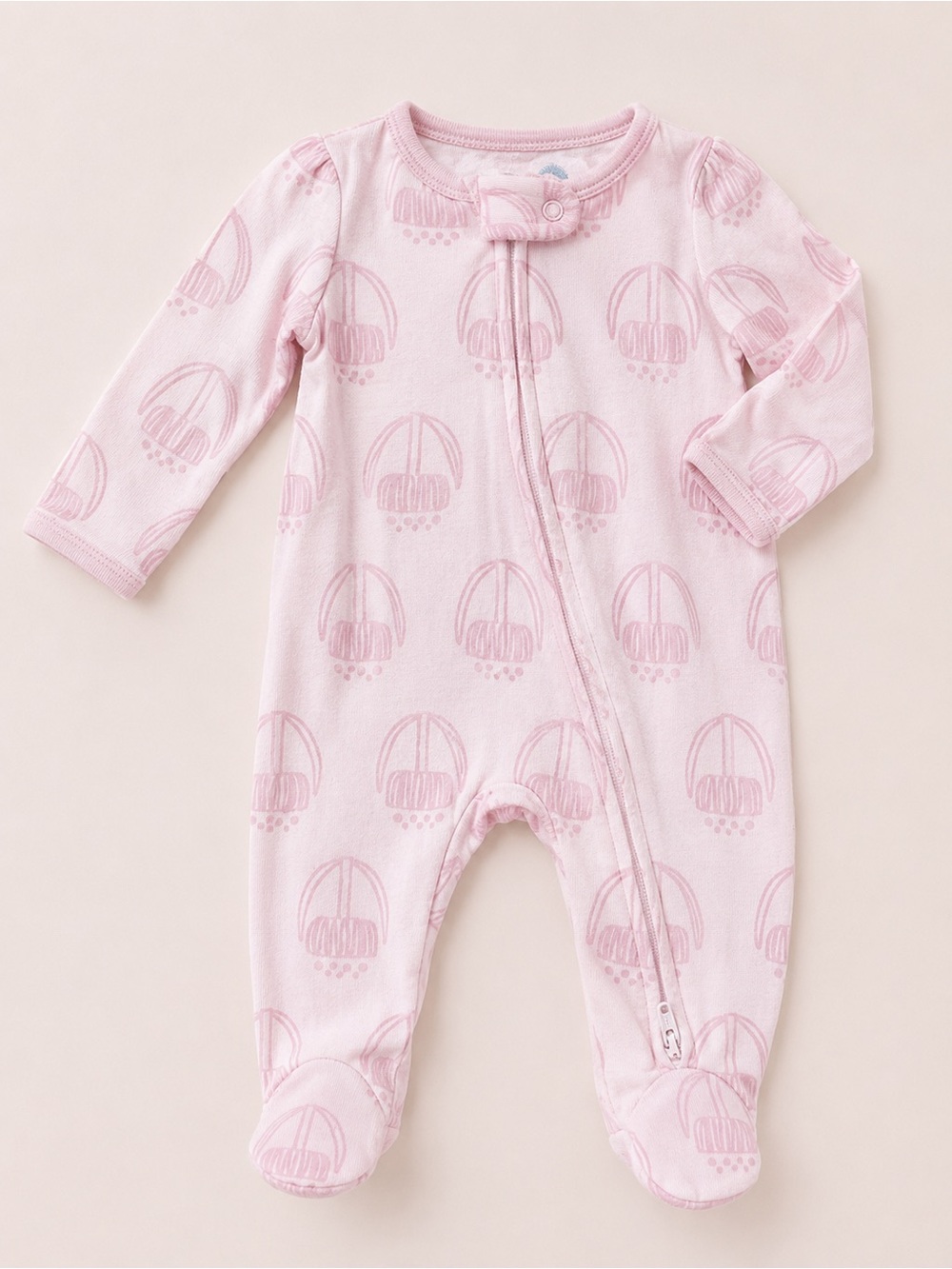Cloud Island - Double Zipper Sleeper W/ Pink Floral Print (Modal) - NB